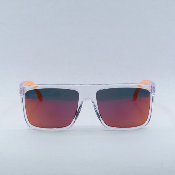 Carrera 8055/S 0900 UZ Rectangle Sunglasses - Crystal/Red Multilayer - Picture 2 of 10